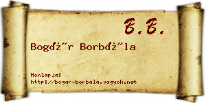 Bogár Borbála névjegykártya